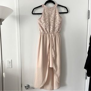 EUC Lily Blue Lace Halter Dress w/ Lace - Size 12